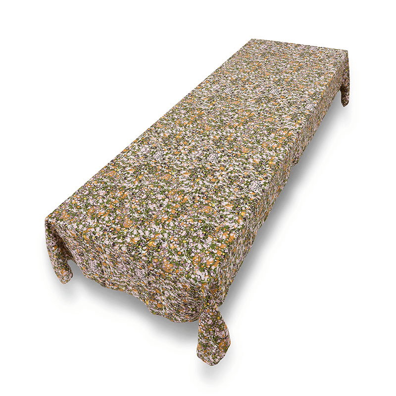 S&B Marble Tablecloth, 300cm x 165cm, Green, Rose Pink & Orange