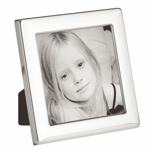 Image showing the PR Series - Plain Photograph frame, 3.5 x 3.5", Sterling Silver With Blue Velvet Back product.