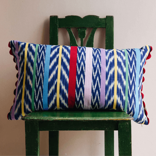 Image showing the Gloria Cushion, 42 x 70cm, Blue Multi product.