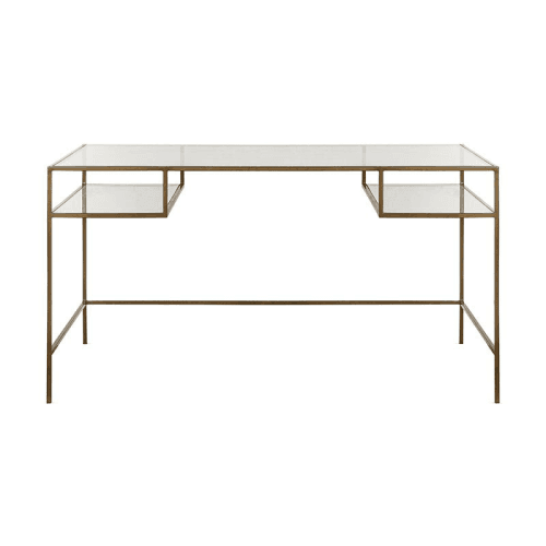 Image showing the Nakuru Iron & Glass Desk, H78 x W150cm, Brass product.