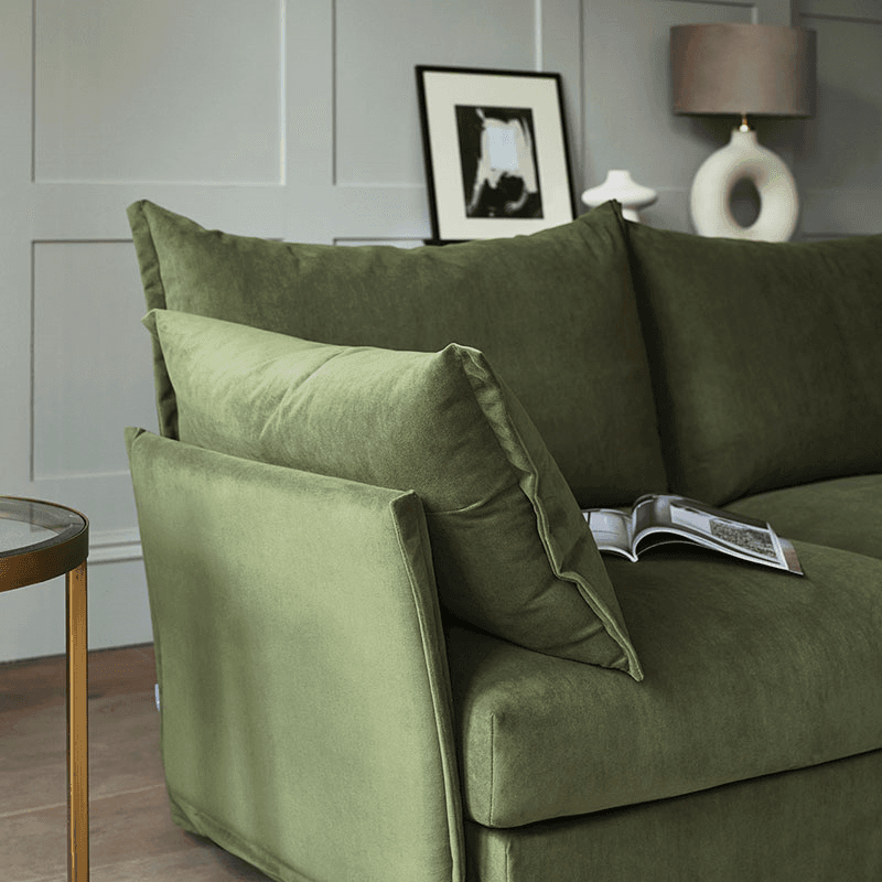 Model 06 Velvet 3 Seater Sofa With Chaise, Vine
