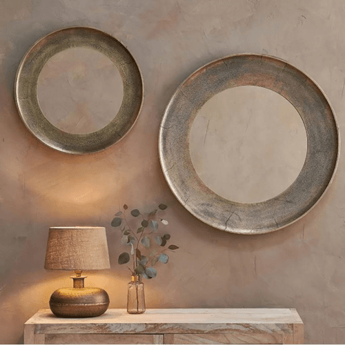 Image showing the Yakira Large Mirror, H88 x W88 x D2cm, Metallic product.
