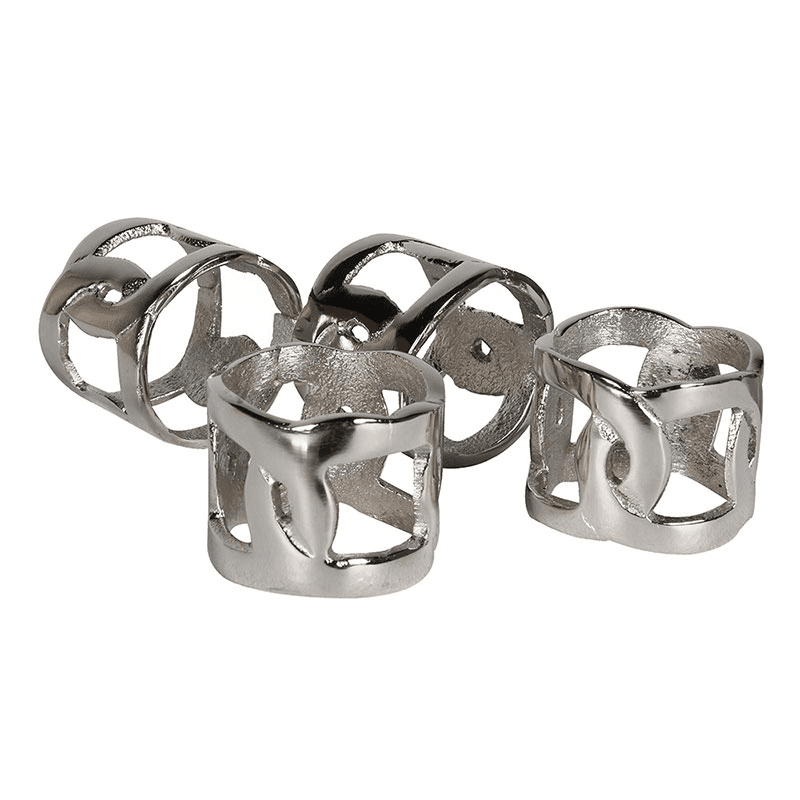 Link Set of 4 Napkin Rings, D4cm, Silver