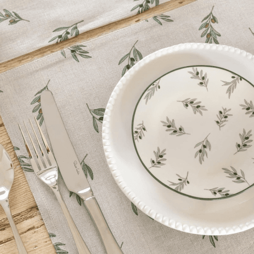 Image showing the Olive Branch Set of 2 Placemats, Neutral product.