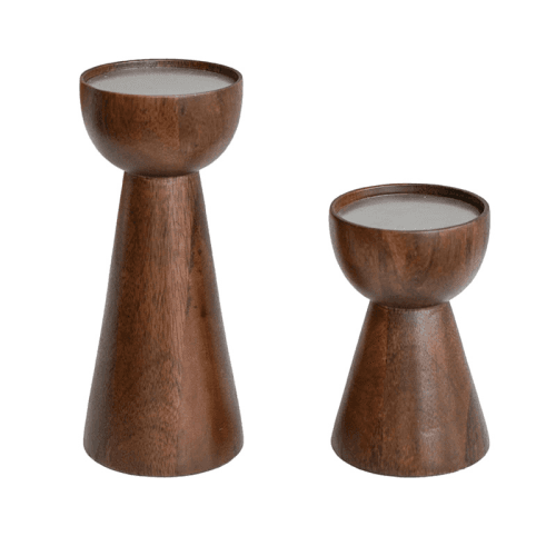 Image showing the Harvey Set of 2 Candle Holders, Walnut product.
