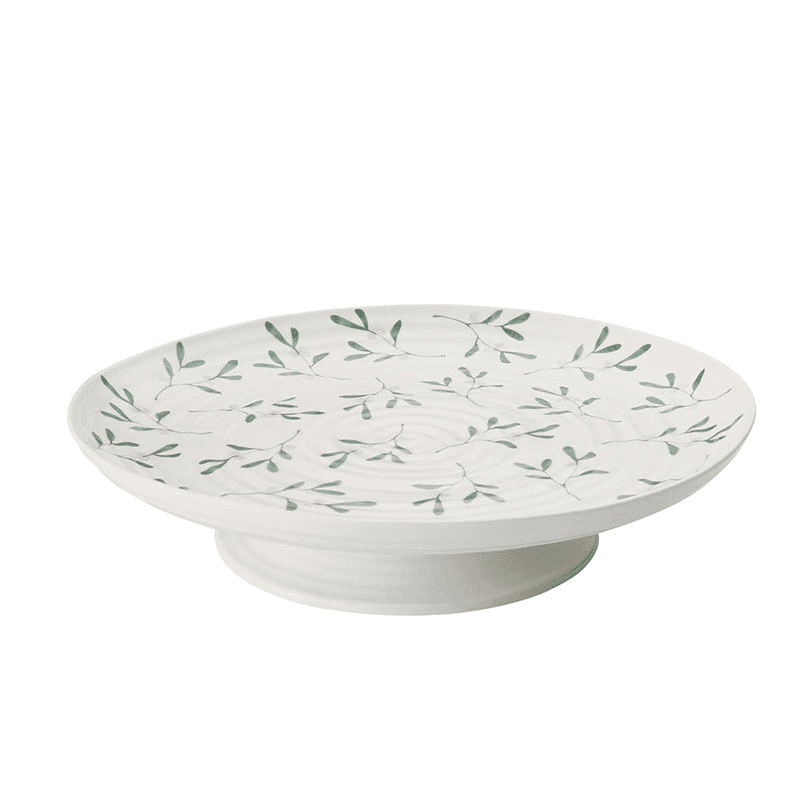 Mistletoe Cake stand, Dia32 x H6cm, white/ green