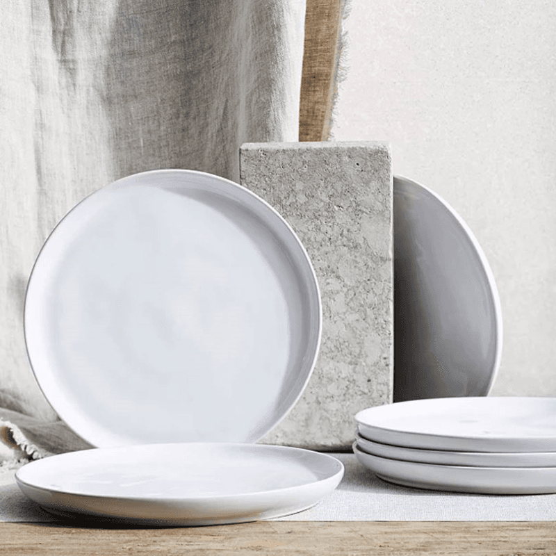 Portobello Set of 6 Dinner Plates, D28cm, White