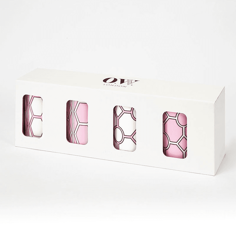 Hex & Hoop Set of 4 Mugs, 350ml, Pink
