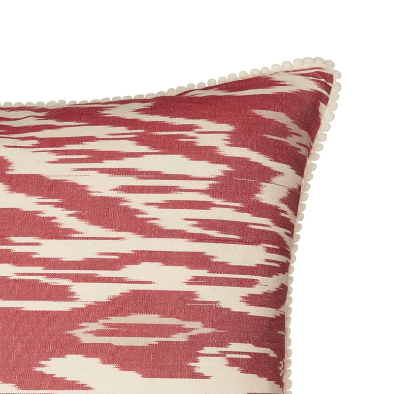 Silk Cushion, H50 x W50cm, Burnt Red and Cream