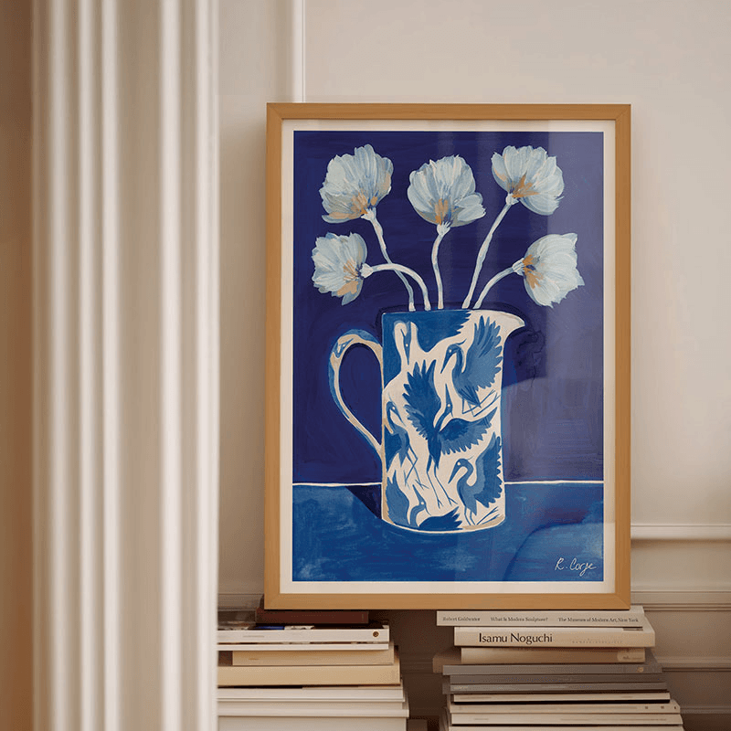 Herons Jug Print, A3, Blue