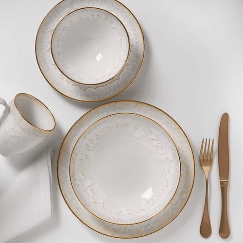 Image showing the Taormina Set of 6 soup/pasta plates, 21.5cm, White/Gold product.
