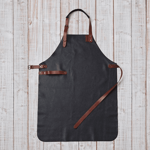 Image showing the Leather apron, H98 x W60 x L98cm, Black/Brown product.