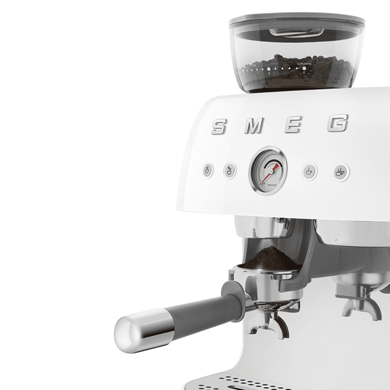 Espresso Coffee Machine with Grinder, White