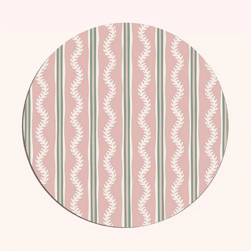 Vines Set of 6 Placemats, D29cm, Green & Pink