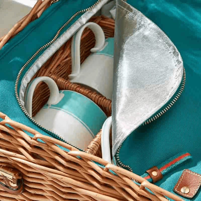 Fortnum's Stripe Picnic Hamper for Four, Eau De Nil