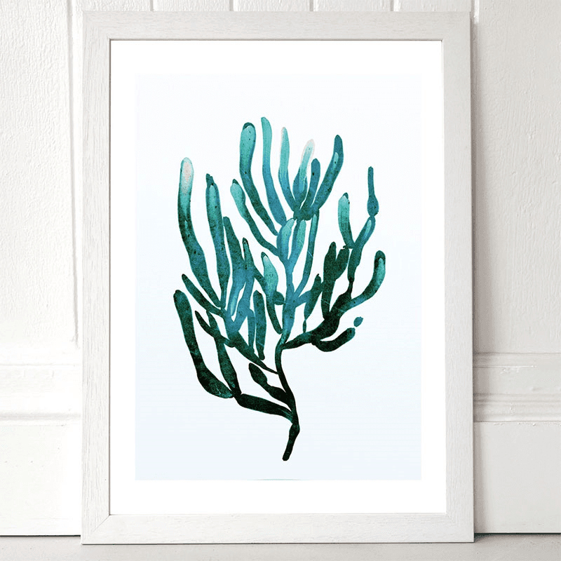Dan Hobday Seaweed A3 Framed Art Print, Green