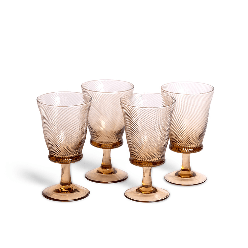 Spiral Set of 4 Wine Glasses, 175ml, Chestnut Brown