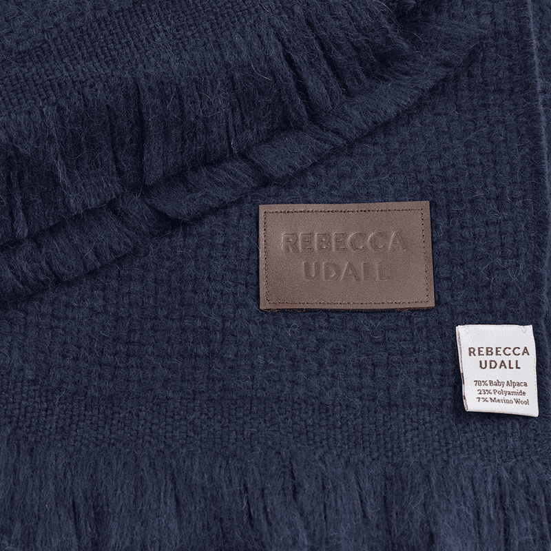 Alpaca Basketweave Throw, 130 x 180cm, Navy