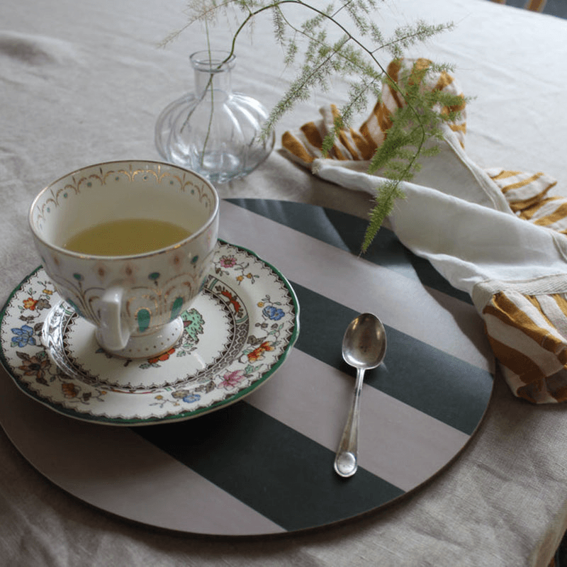 Stripe Placemat, D28cm, Forest Green