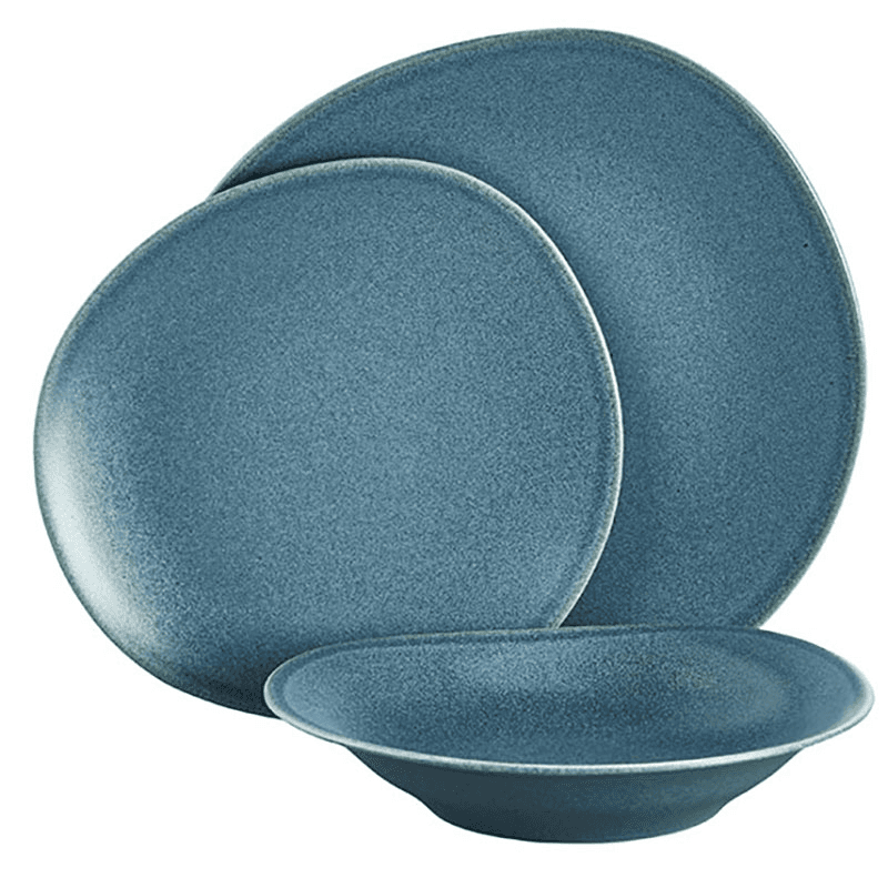 Duna 12 Piece Dinner Set with Deep Plates, Reactif Blue