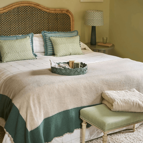 Image showing the Rattan King Size Headboard, Blue product.