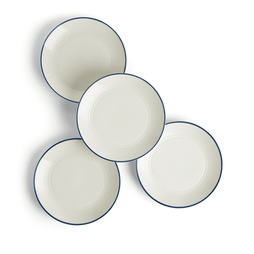 Image showing the Gordon Ramsay Maze Denim Line Set of 4 Plates, D22cm, White product.