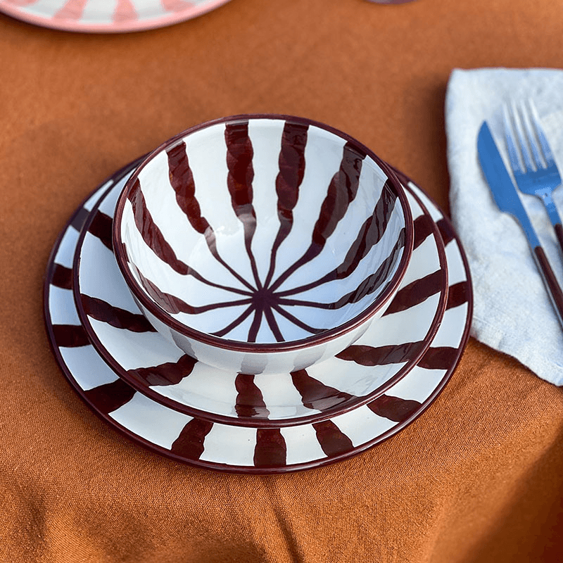 Wave 3 Piece Dinner Set, Espresso