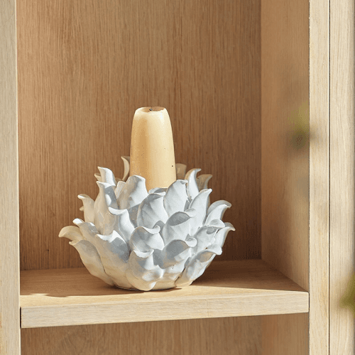 Image showing the Flower Candle Holder, D19cm, White product.
