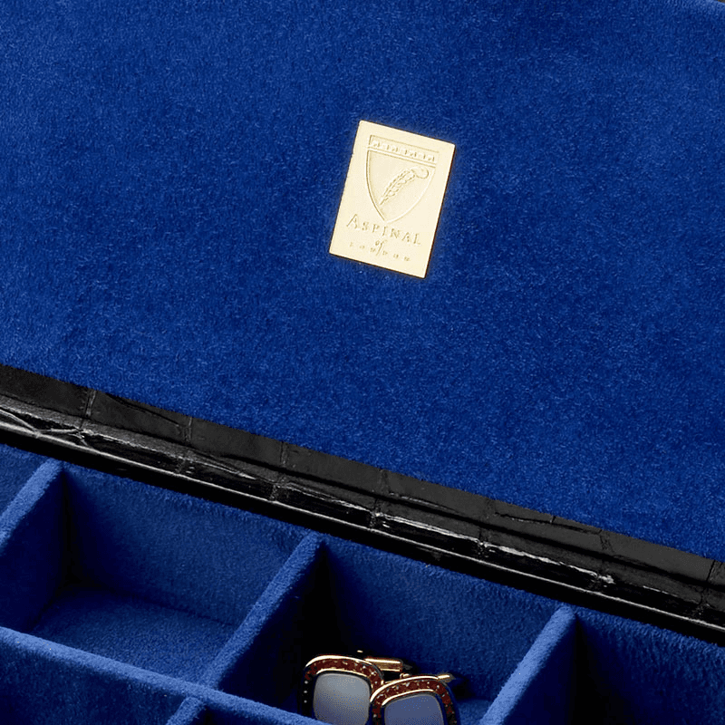 Cufflink Box, L11.5 x W21.5cm, Black Croc