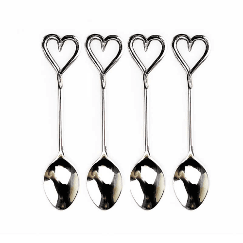Image showing the Love Heart Set of 4 Spoons, L12.5cm, Silver product.
