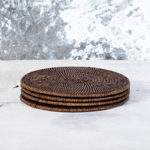 Image showing the Latha Set of 4 Placemats, D27cm, Brown product.