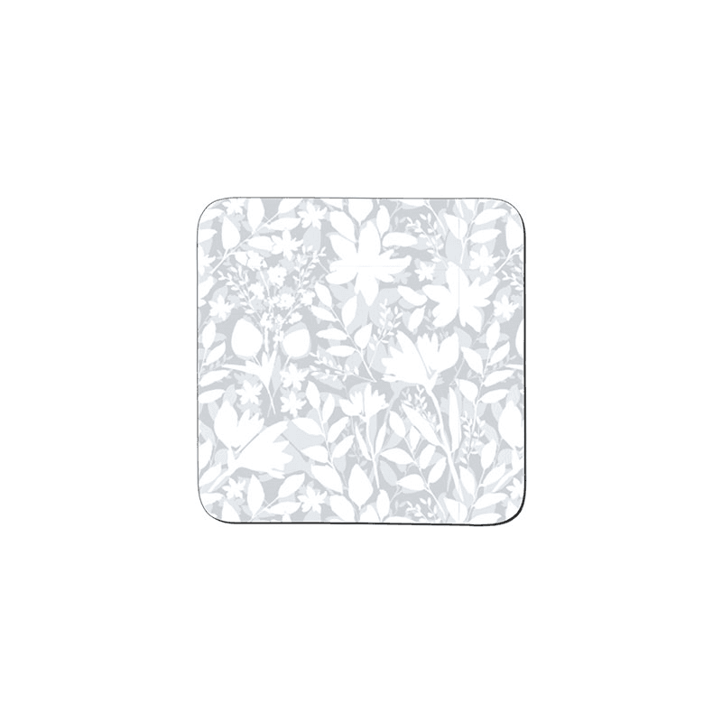 Floral Set of 6 Coasters, D10.5cm, Grey
