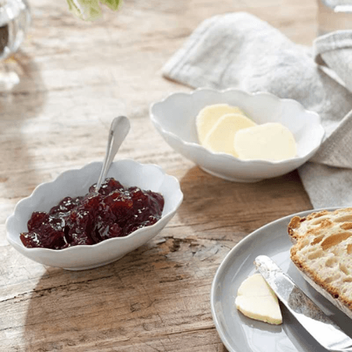 Image showing the Portobello Set of 2 Scalloped Serving Bowls, W9.5 x L14cm, White product.