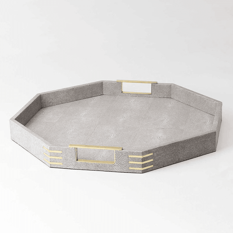 Christie Octagonal Serving Tray, D50cm, Barley Shagreen