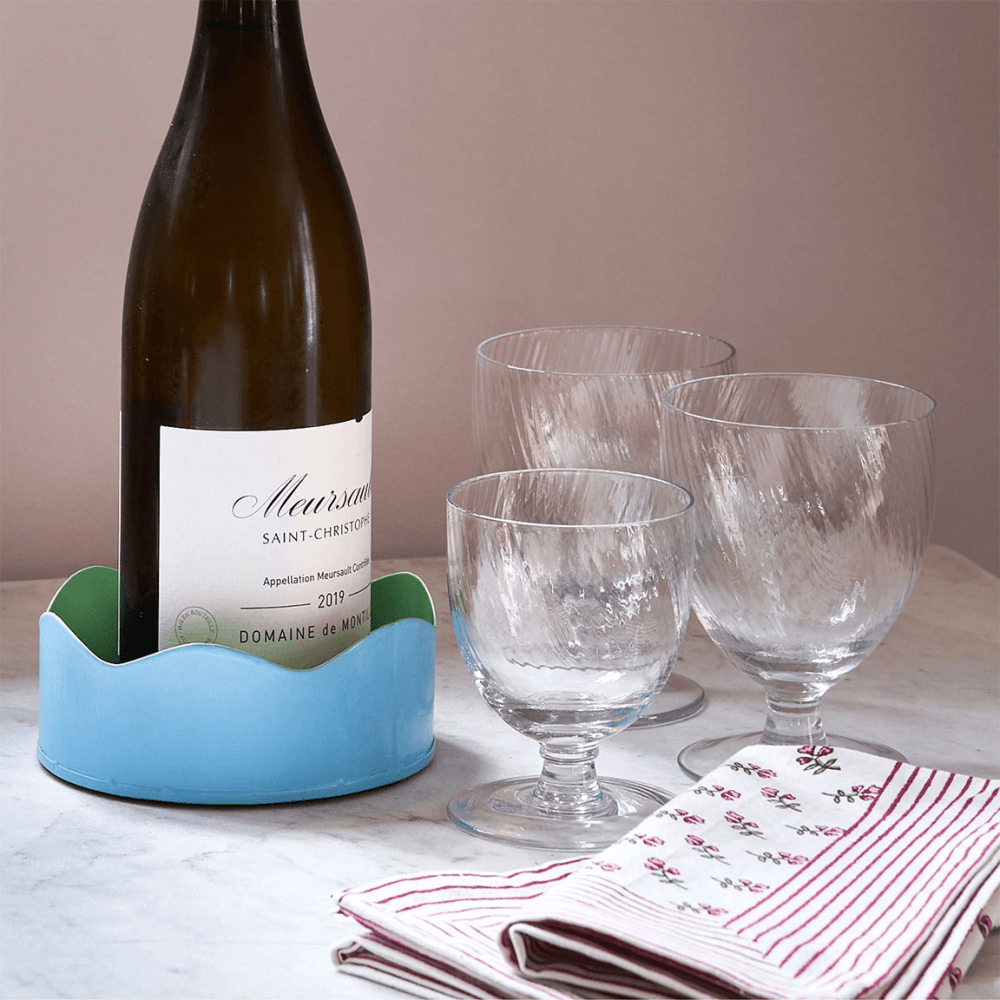 Toleware Coaster, D13cm, Sky Blue & Light Green