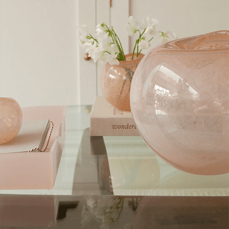 Large Dewdrop Vase, D26cm, Peach Opaline