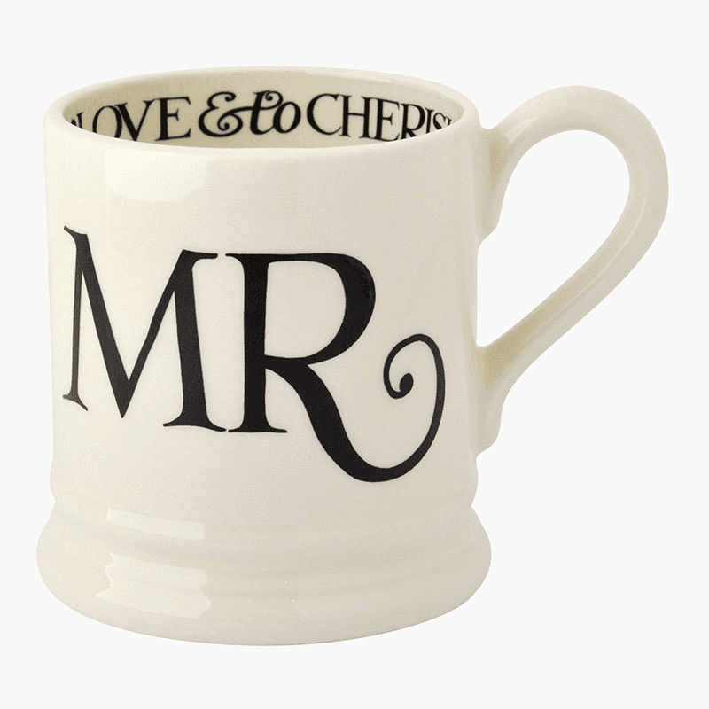 Black Toast Set of 2 Mr & Mrs Mugs, 300ml, Cream