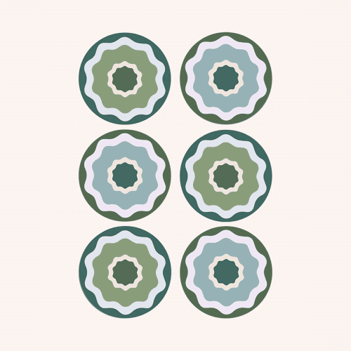 Image showing the Crab Apple Set of 6 Placemats, D29cm, Green product.
