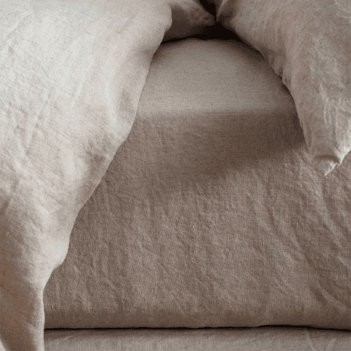 Image showing the Linen Fitted Sheet, Double, Natural product.