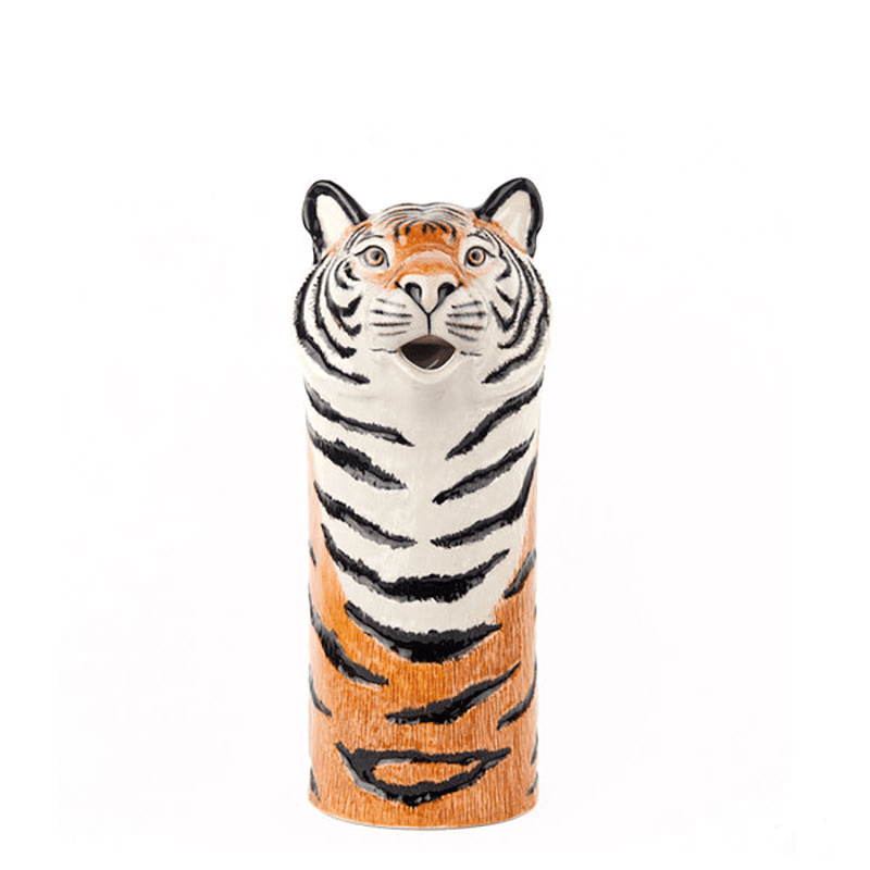 Tiger Water Jug, H25.5cm, White/Orange