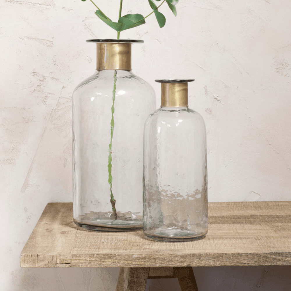 Chara Hammered Bottle, H39cm, Clear