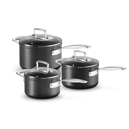 Image showing the Toughened Non-Stick 3 piece saucepan set product.