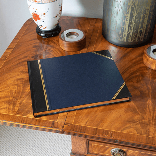 Image showing the Traditional Plain Page Visitors Book, 23.5 x 28.5cm, Blue product.