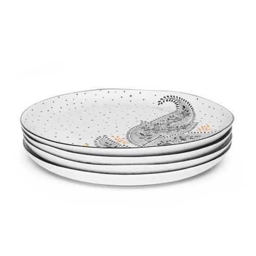 Image showing the Artisanne Noir Set of 4 Dinner Plates, D27cm, Monochrome product.