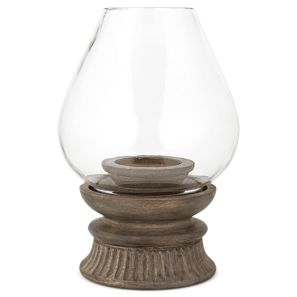 Kawani Kawani Mango Wood Lantern, Dark Ash
