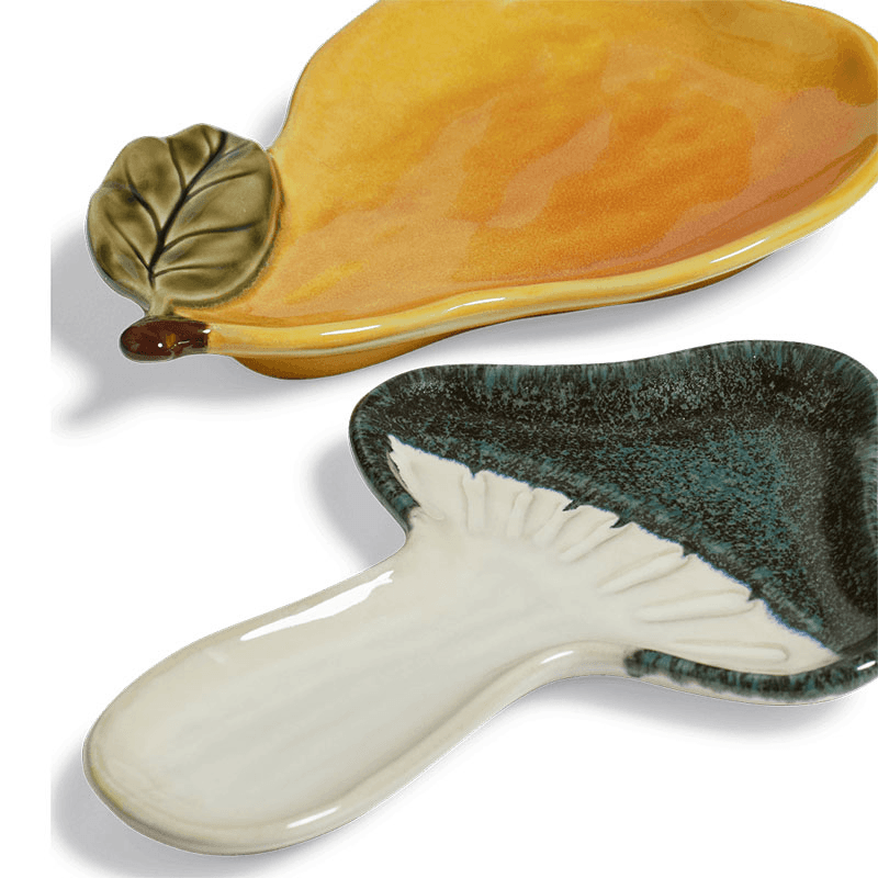 Forage Pear & Mushroom Set of 2 Dishes, H3cm x W20cm x D15cm, Multi