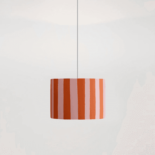 Image showing the Stripe Drum Shade, 35cm, Pink & Orange product.
