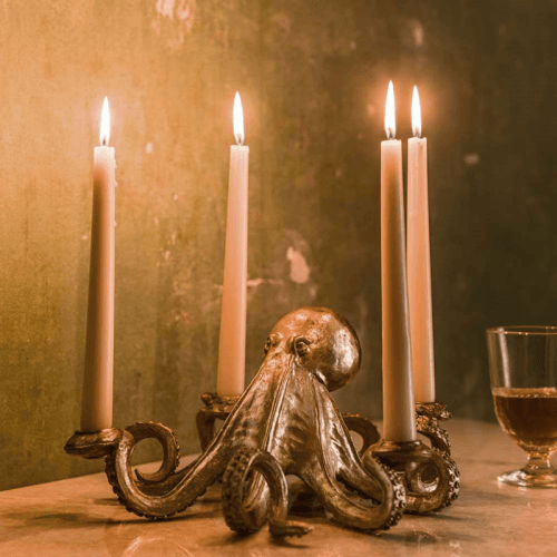 Image showing the Octopus Candlestick holder, H14 x W28 x D28cm, Gold product.