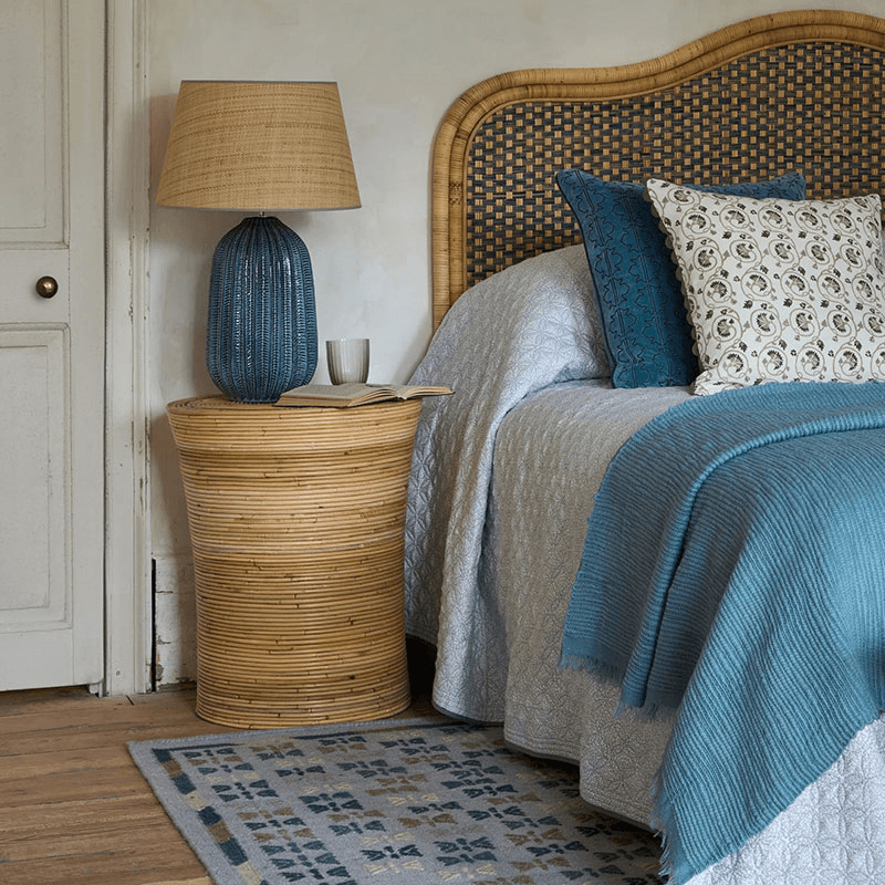 Rattan King Size Headboard, Blue