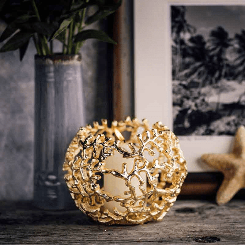 Coral Candle Holder, H15 x D20cm, Gold